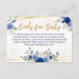 Blue Floral & Gold Books para la tarjeta de inscri