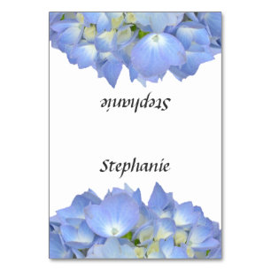 Blue Floral Hydrangea Nombre Plantilla Tarjetas de