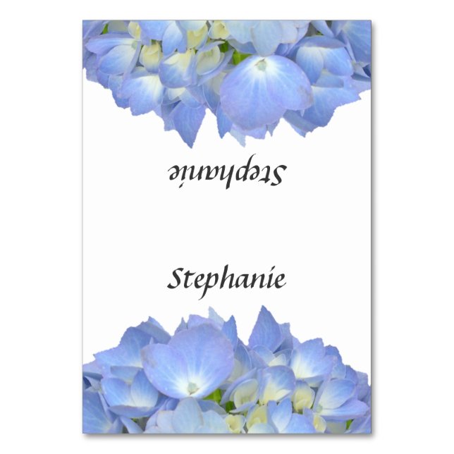 Blue Floral Hydrangea Nombre Plantilla Tarjetas de (Anverso)
