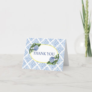 Blue Floral Hydrangea Tarjeta de agradecimiento