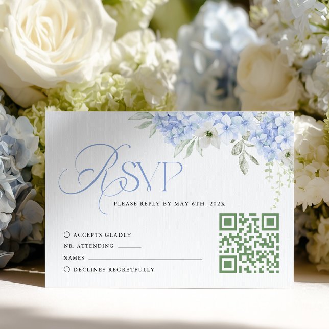 Blue Floral Hydrangea Wedding RSVP Card (Subido por el creador)