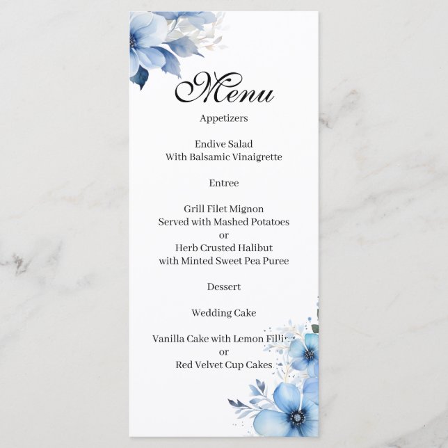 Blue floral Menu (Anverso)