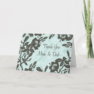 Blue Floral Parents Wedding Day Gracias Tarjeta