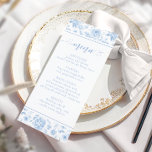 Blue Floral Porcelain Bridal Shower Menu Cards<br><div class="desc">Elegant and classic bridal shower menu cards designed to bring a refined and sweet touch to your wedding reception or bridal shower celebration. Featuring beautiful blue porcelain toile rose florals, this timeless design adds a stylish and sophisticated accent to your table setting and wedding decor. Perfect for blue floral bridal...</div>