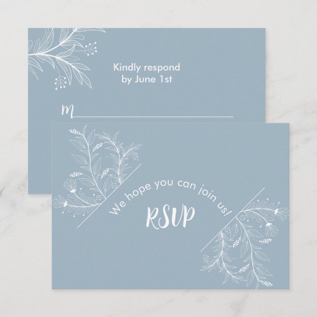 Blue Floral RSVP Baby Shower (Anverso / Reverso)