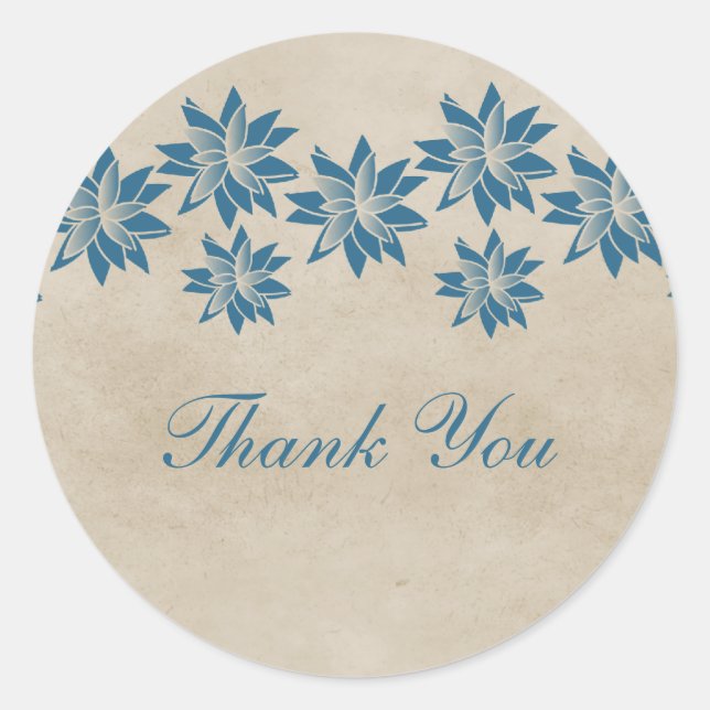 Blue Floral Vintage Gracias Pegatinas (Anverso)