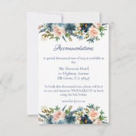 Blue Floral Watercolor Details Insert Card