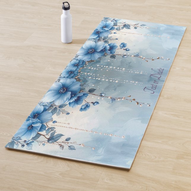 Blue Flowers and Pearls Yoga Mat (In situ)