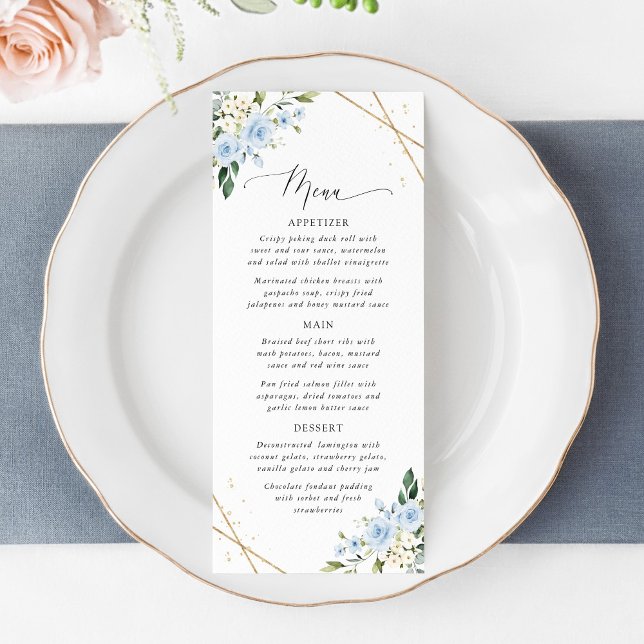 Blue Flowers, White Flowers, Bridal Shower Menu (Subido por el creador)