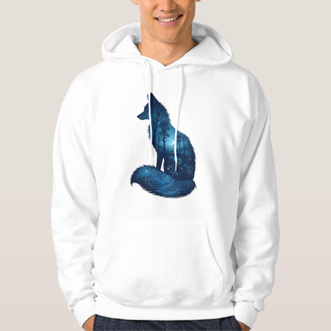 Blue Fox Doble Exposición | Sudadera con Capucha d (Anverso)