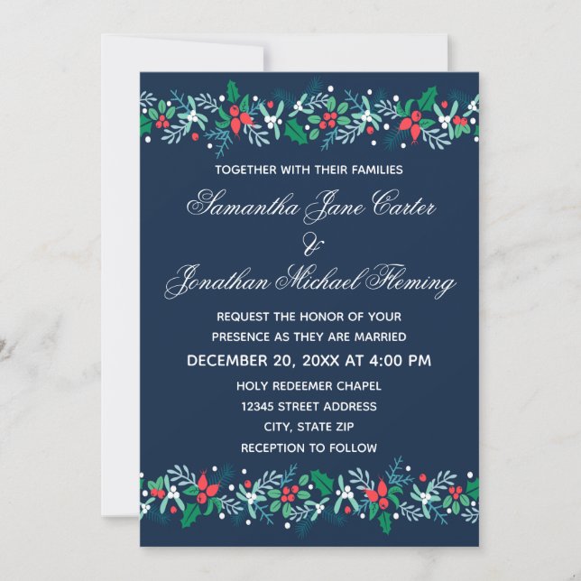 Blue Garland - Invitación de Boda (Anverso)
