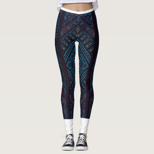 Blue Geometric Pattern Leggings  (Anverso)