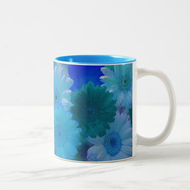 Blue Gerbera Daisy Flowers Foto de tazas de café d (Derecha)