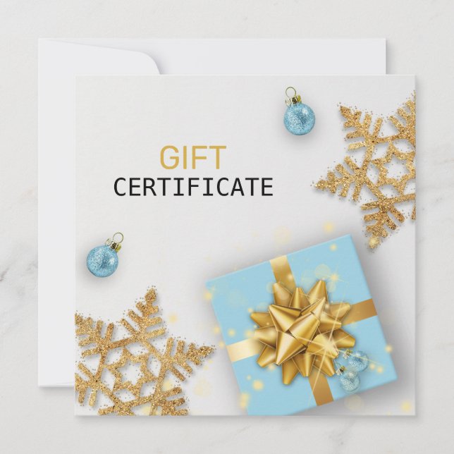 Blue Gift Gold Snowflakes Navidades Ball Gift Card (Anverso)