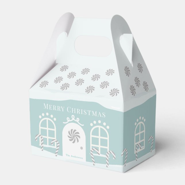 Blue Gingerbread House Navidades Caja de Favor de  (Front Side)