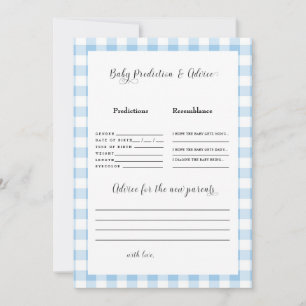 Blue Gingham Baby Predictions II Invitación