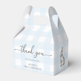 Blue Gingham Bunny Birthday Gracias Caja De Favor
