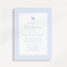 Blue Gingham, Caballo Rocoso, Invitación de Baby S