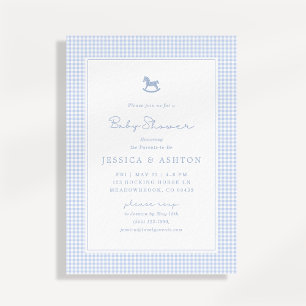 Blue Gingham, Caballo Rocoso, Invitación de Baby S