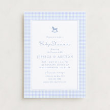Blue Gingham, Caballo Rocoso, Invitación de Baby S