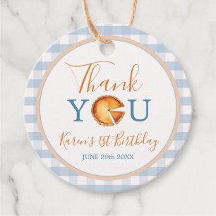 Blue Gingham Pumpkin Pie Gracias Etiqueta De Favor