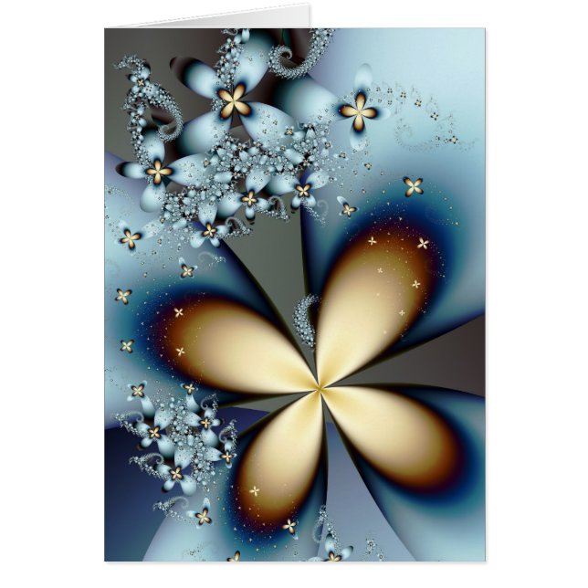 Blue Gold Cute Abstract Floral (Frente)