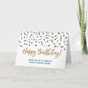 Blue Gold Dots Business de la tarjeta de cumpleaño