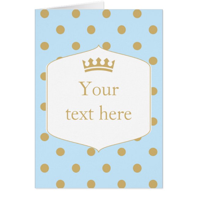 Blue & Gold Dots Royal Crown Prince Fold Card (Frente)