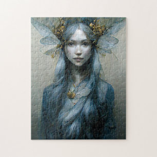 Blue Gold Fantasy Art Jigsaw Puzzle