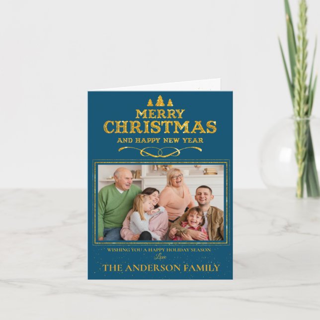 Blue Gold Feliz Navidad Feliz Año Nuevo (Anverso)