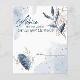 Blue Gold Modern Floral Elegante Tarjeta de Consej