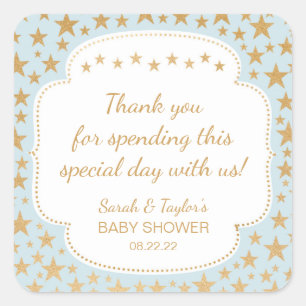 Blue Gold Stars Boy pegatina de bolsos de Baby Sho