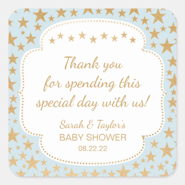 Blue Gold Stars Boy pegatina de bolsos de Baby Sho (Anverso)