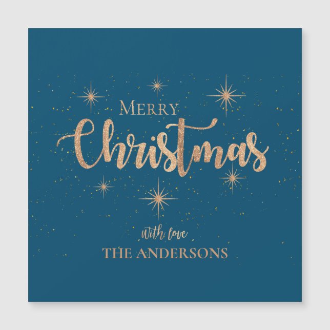 Blue Gold Stars Typography Name Merry Christmas (Anverso)
