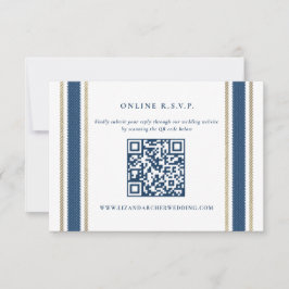 Blue Gold Stripe Boda Nautical RSVP en línea