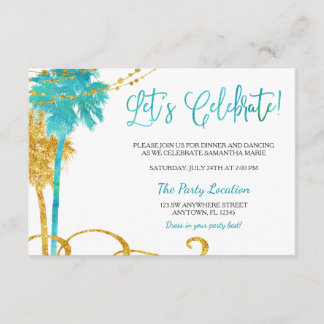 Blue Gold Watercolor Beach Bat Mitzvah Recepción