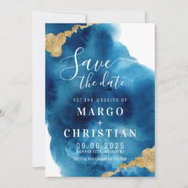 Blue & Gold Watercolor Guardar La Invitación De Fe
