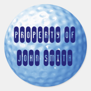 Blue Golf Ball Propiedad de los Pegatinas de Nombr