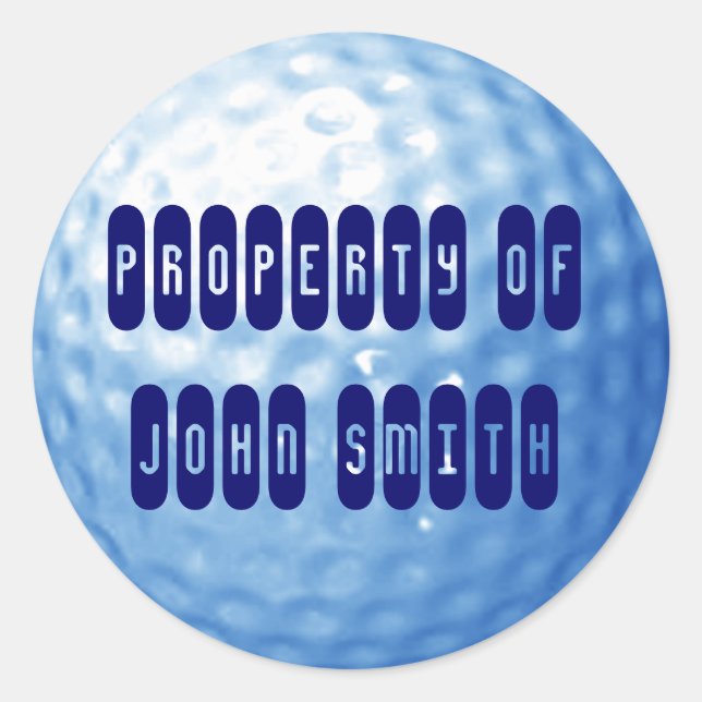 Blue Golf Ball Propiedad de los Pegatinas de Nombr (Anverso)