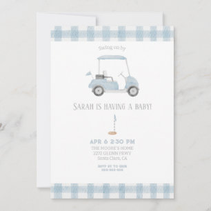 Blue Golf Cart baby ducha Invitación