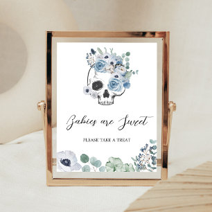 Blue Gothic Floral Skull Bebés son Señal Dulce