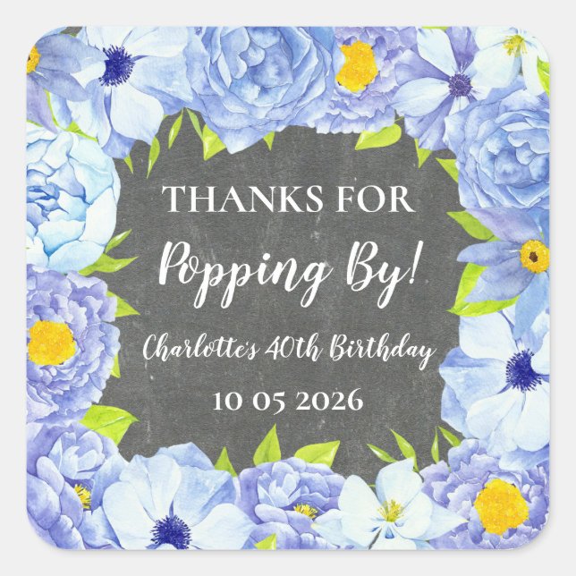 Blue Gracias por comprar por etiqueta de cumpleaño (Anverso)