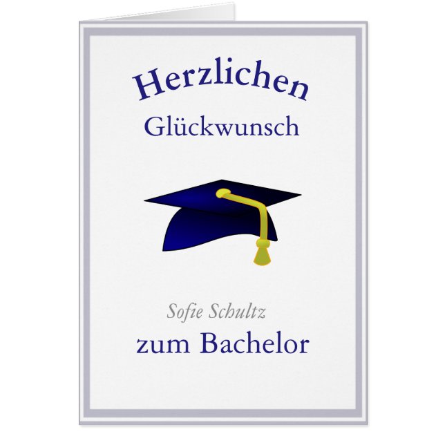 blue graduation cap - Congrats in German (Frente)