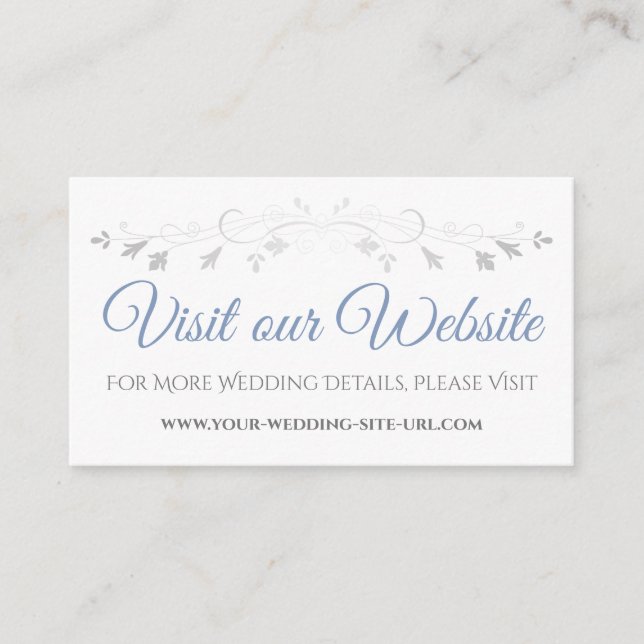 Blue Gray Elegant Wedding Visita Nuestra Tarjeta W (Anverso)