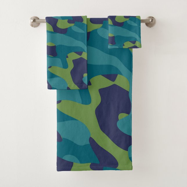 Blue Green and Teal Camo Abstract (In situ)