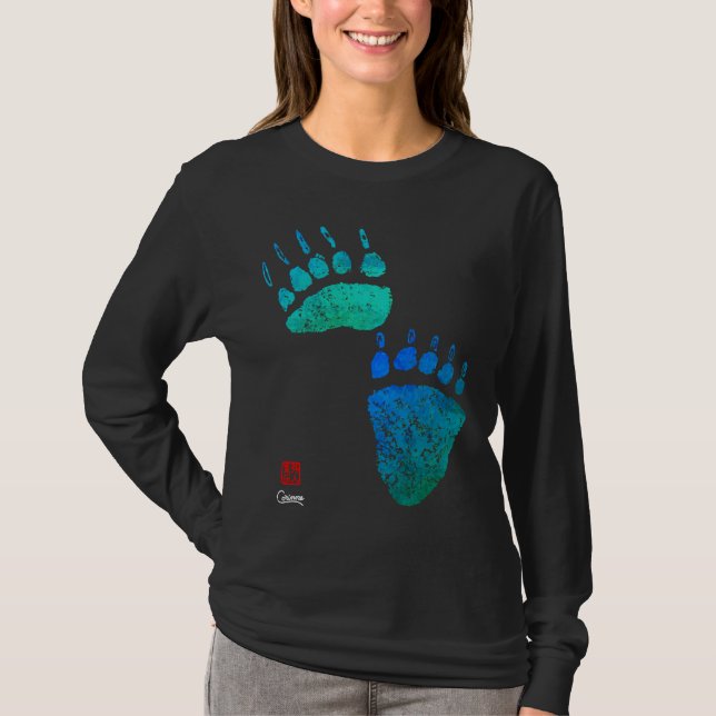 Blue Green Bear Paws - Camiseta de manga larga (Anverso)