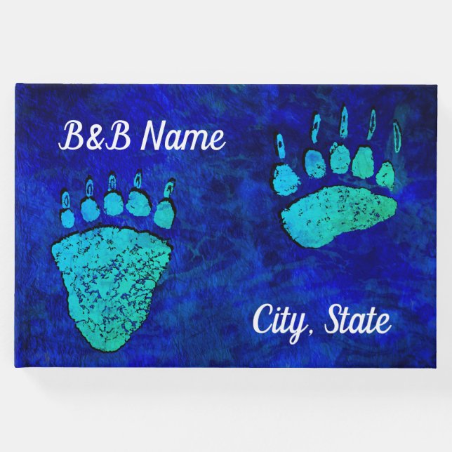 Blue Green Bear Paws - Libro de invitados (Anverso)