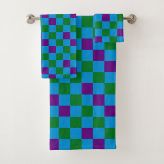 Blue Green Purple Checkered Pattern Design 