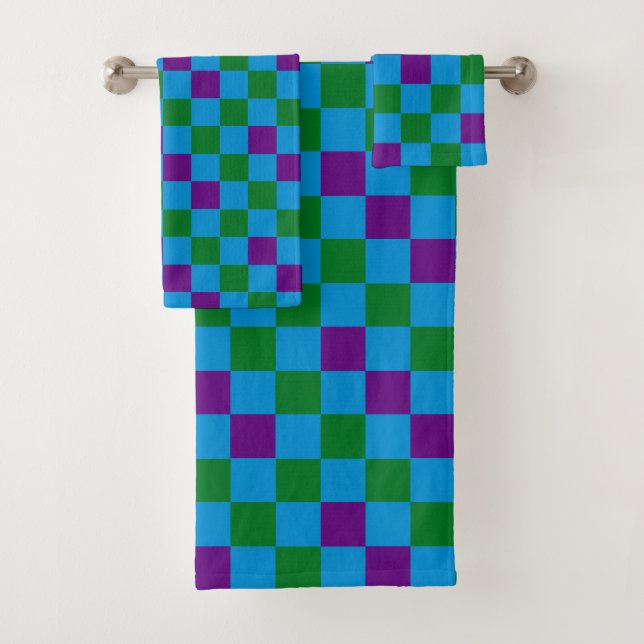 Blue Green Purple Checkered Pattern Design  (In situ)
