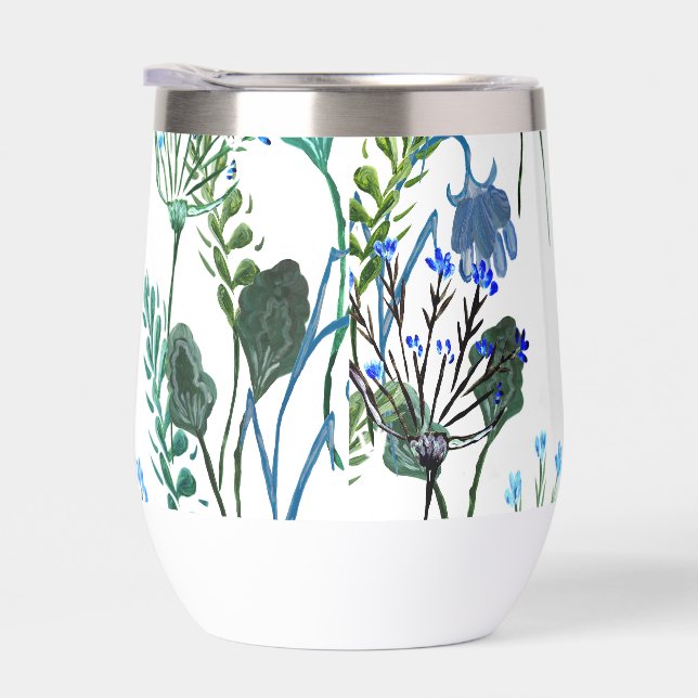 Blue Green Watercolor Wildflower  (Derecho)